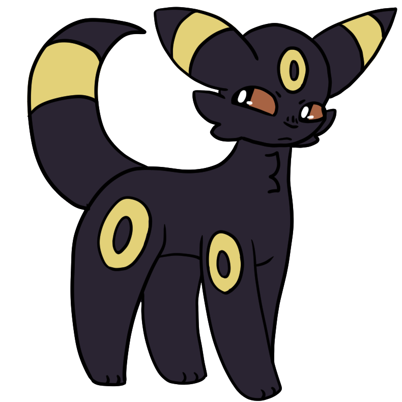 a drawing of Umbreon with a white outline around it